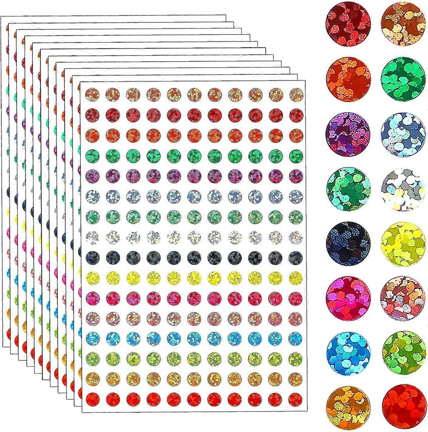 Shiny Circle Dot Stickers - Sparkle Color Coding Labels (20 Sheets)