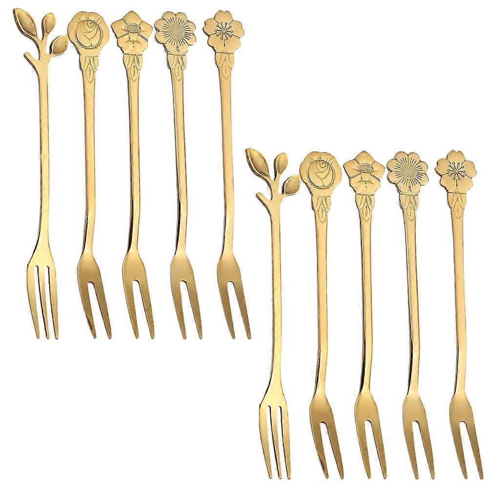 Dessert Tasting Forks for Fruit 30Pcs Golden Decorative Multi-Function Forks