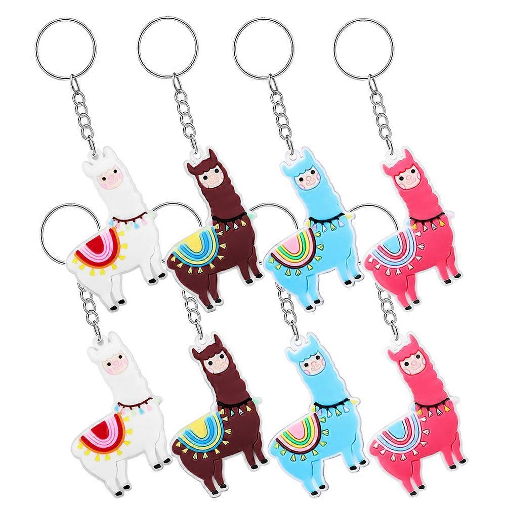 Cartoon Keychains Alpaca Design for Decoration 8Pcs Cute Accessories
