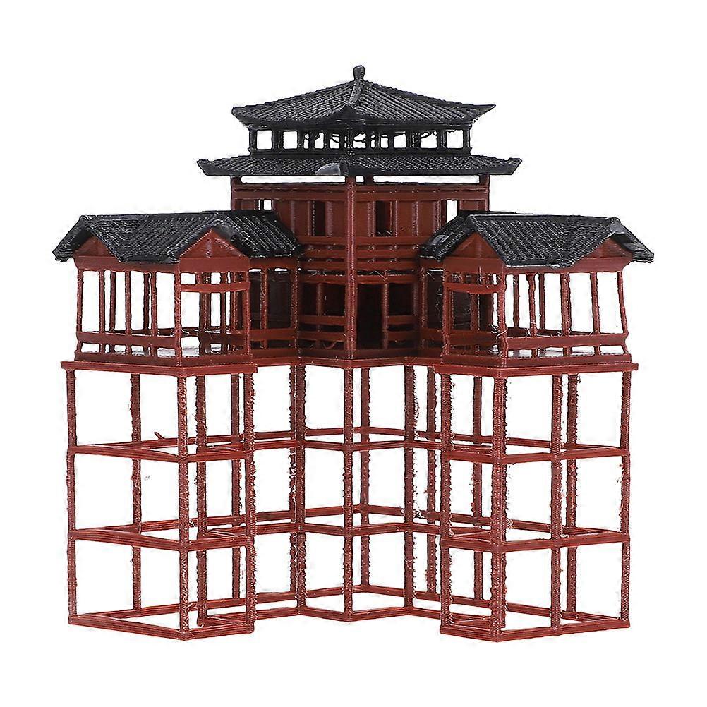 Miniature Pavilion Model for Fish Tank Decoration Brown PP Material