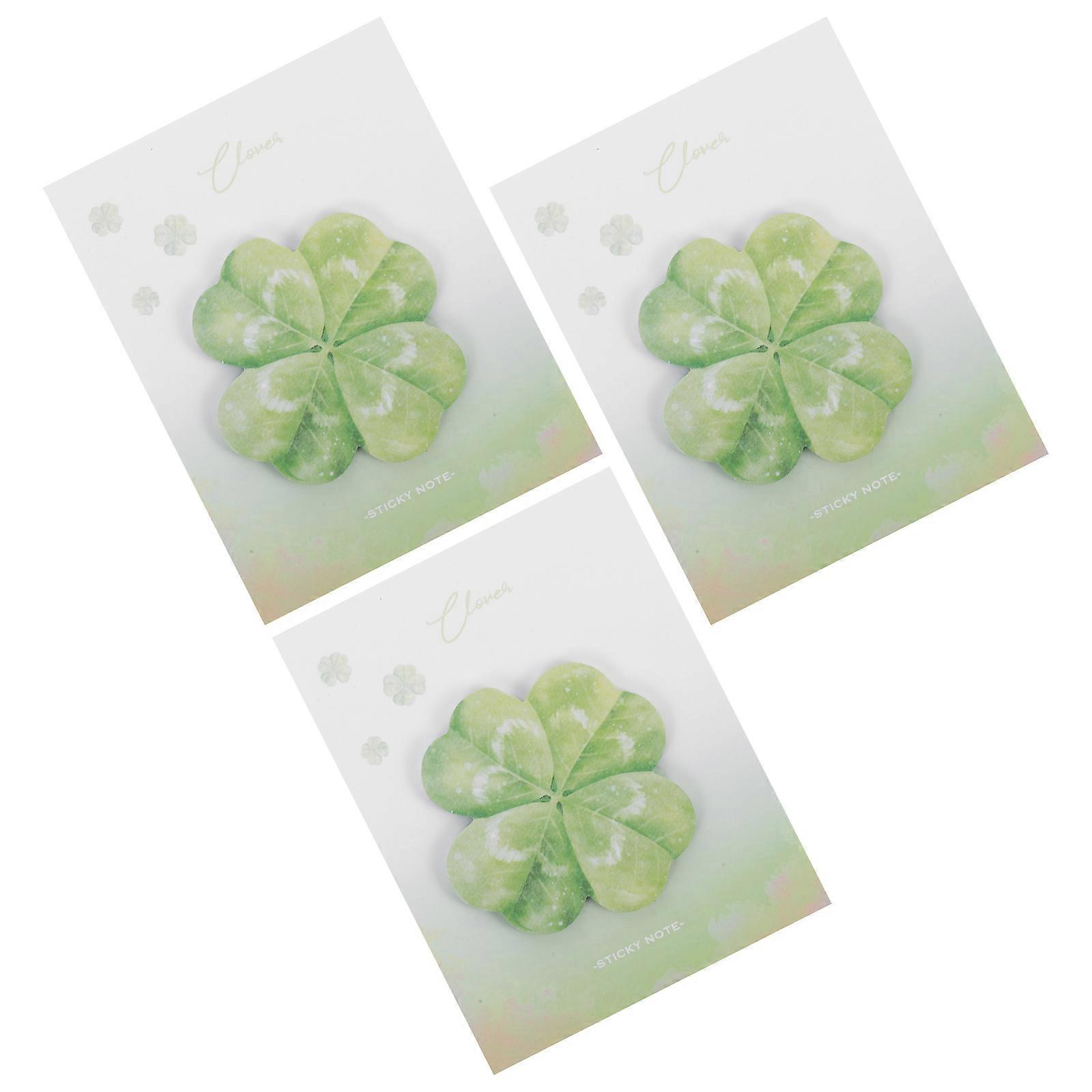 Four Leaf Clover Decorative Notepads for Writing 3Pcs Self Adhesive Pads