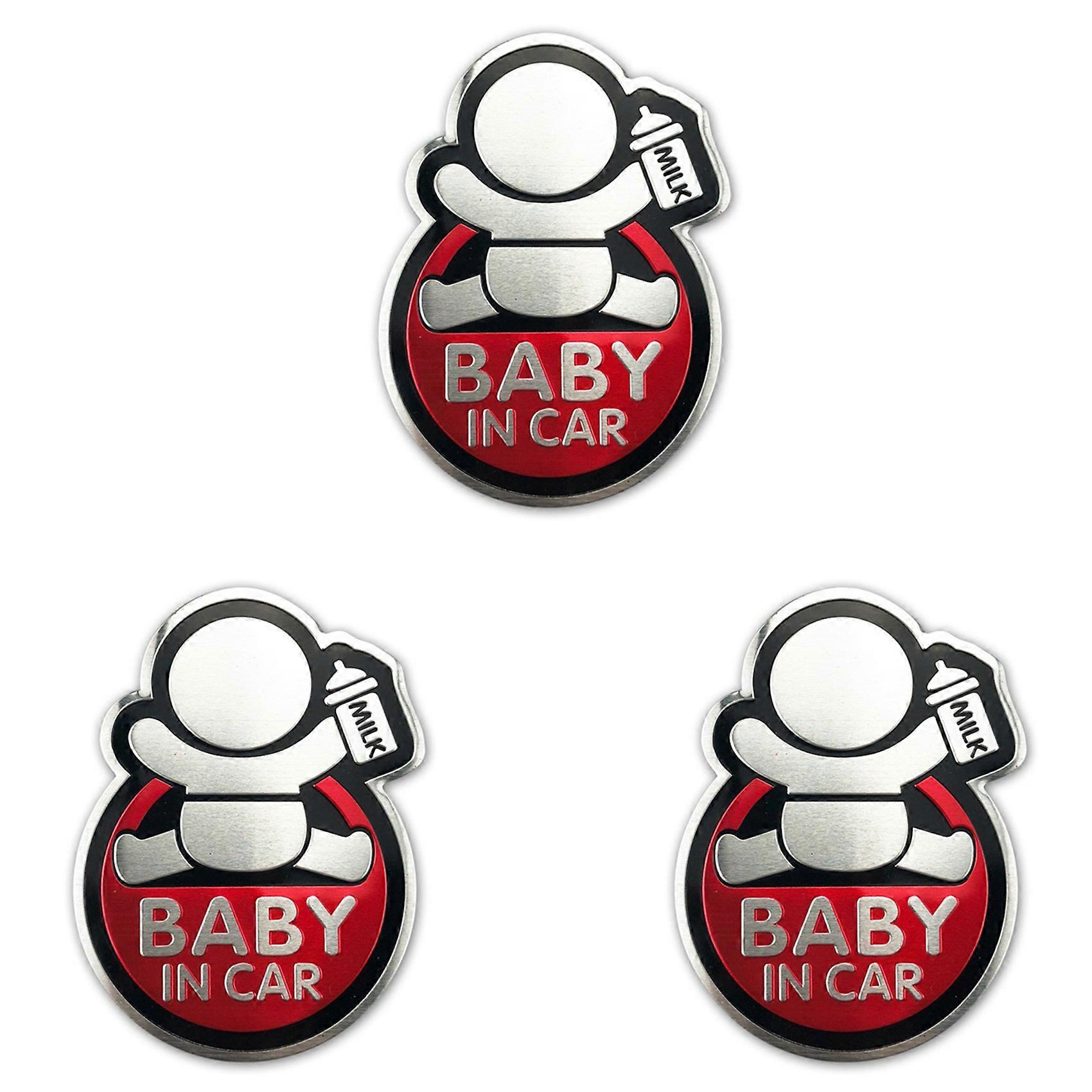 3X Baby in Car Sticker Baby on Board Car Aluminum Sticker for Nissan X-TRAIL Qashqai Skoda Octavia Fabia Renault Clio B