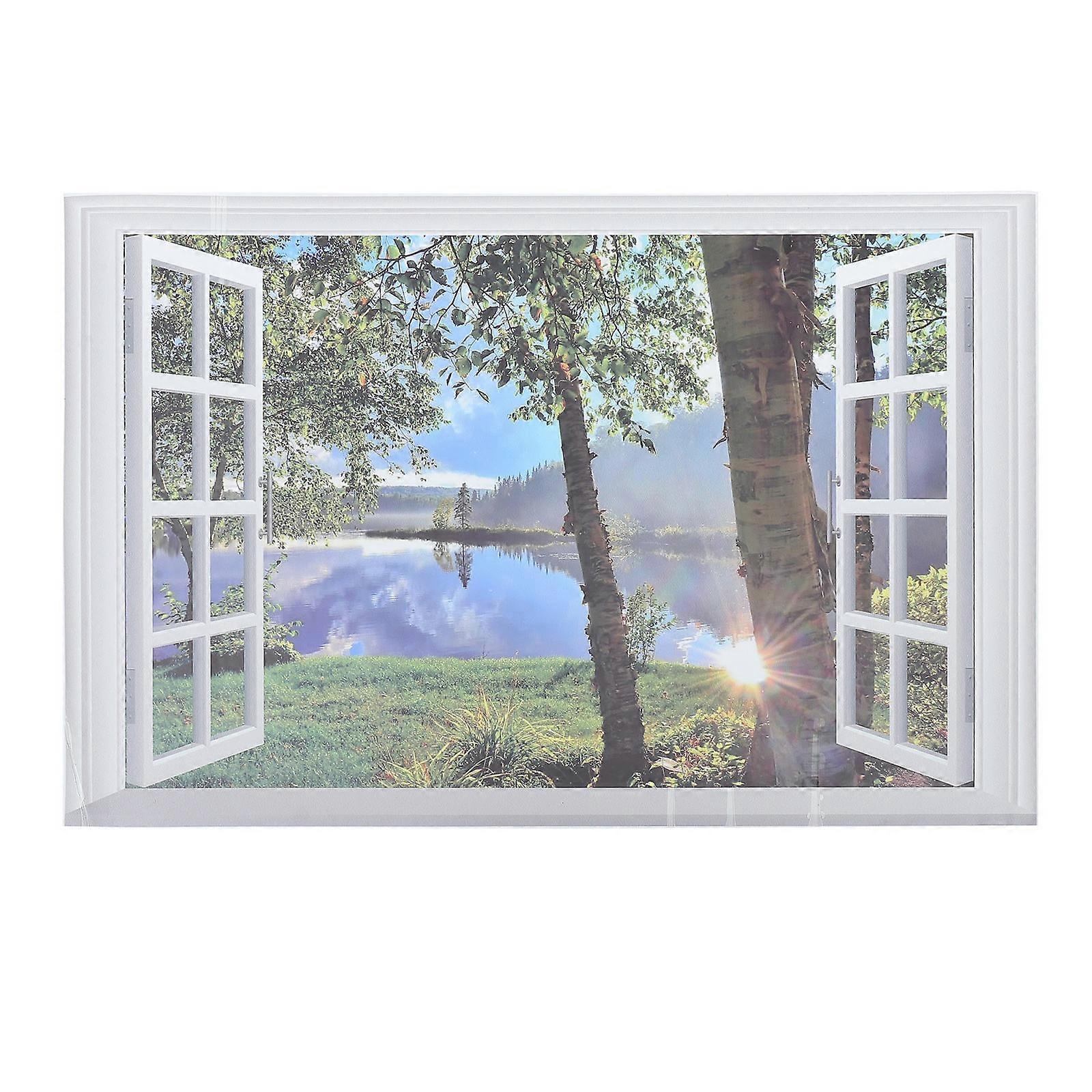 Window Wall Sticker Corridor Window Wall Sticker Office Decoration 60x40cm Rectangular DIY Design 1Pack