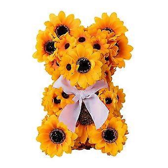2025 Sunflower Bear Doll - Handmade Plush Teddy with Sunflower Decor for Kids Room