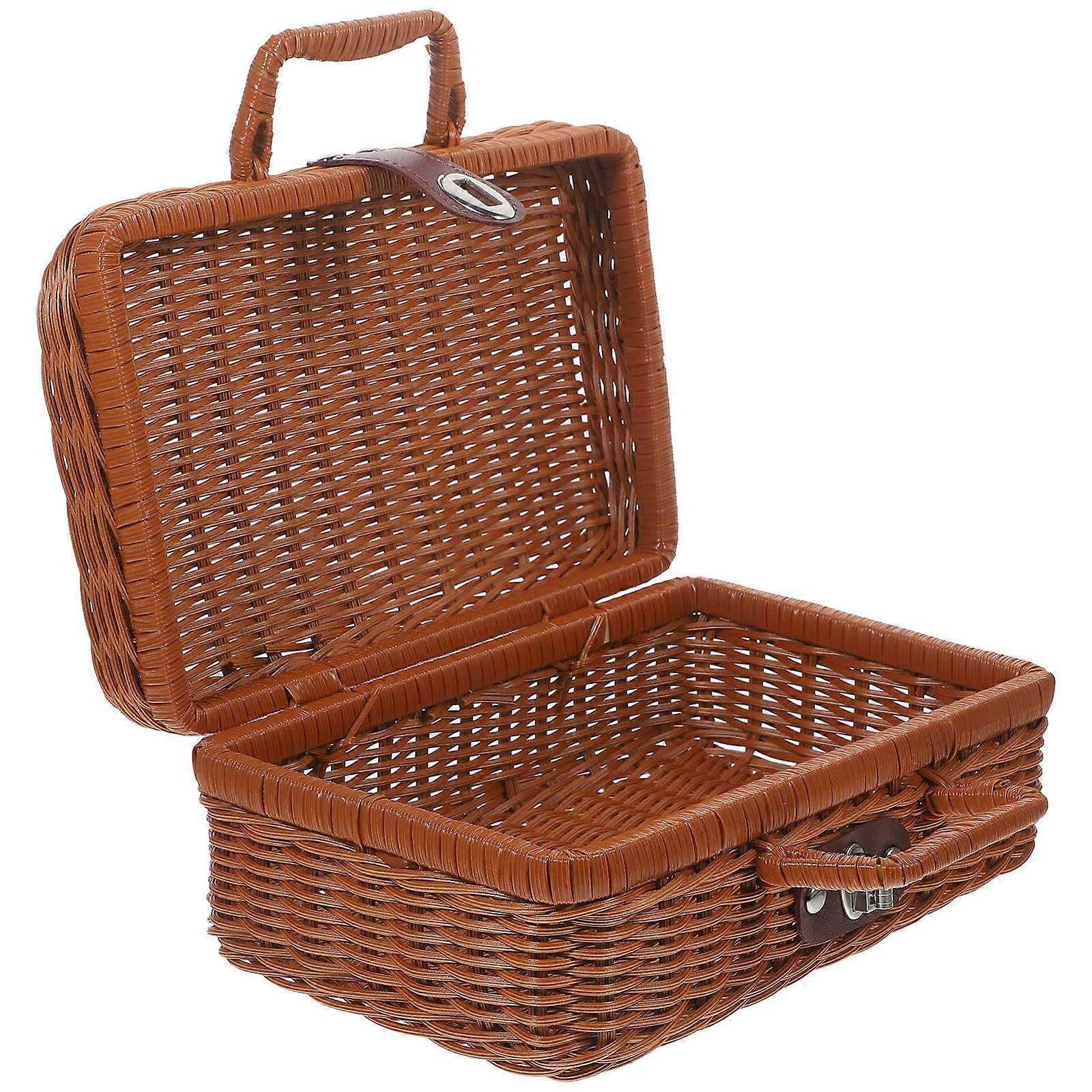 Simulated Rattan Woven Suitcase Retro Storage Box Handwoven Storage Case