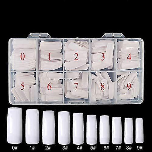 500pcs White Half Stick Artificial Nail Tips False Nails with 10 Sizes Numbered for Easy Fit
