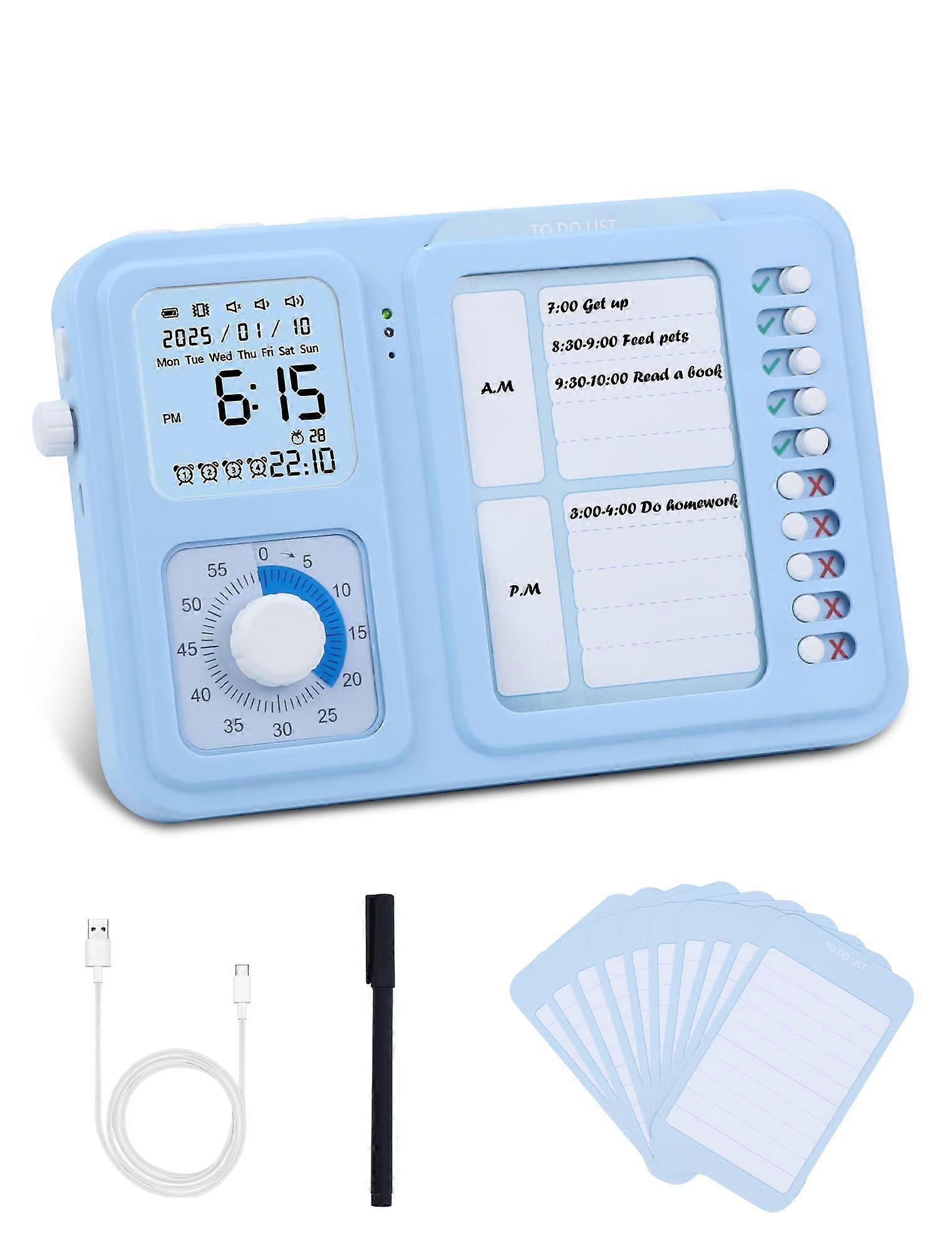 Visual Timer for Kids with Voice Control, ADHD Task Scheduler, Planning Board for Home and School