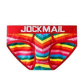 Men's Striped Briefs Rainbow Cotton Breathable Low Waist Shorts