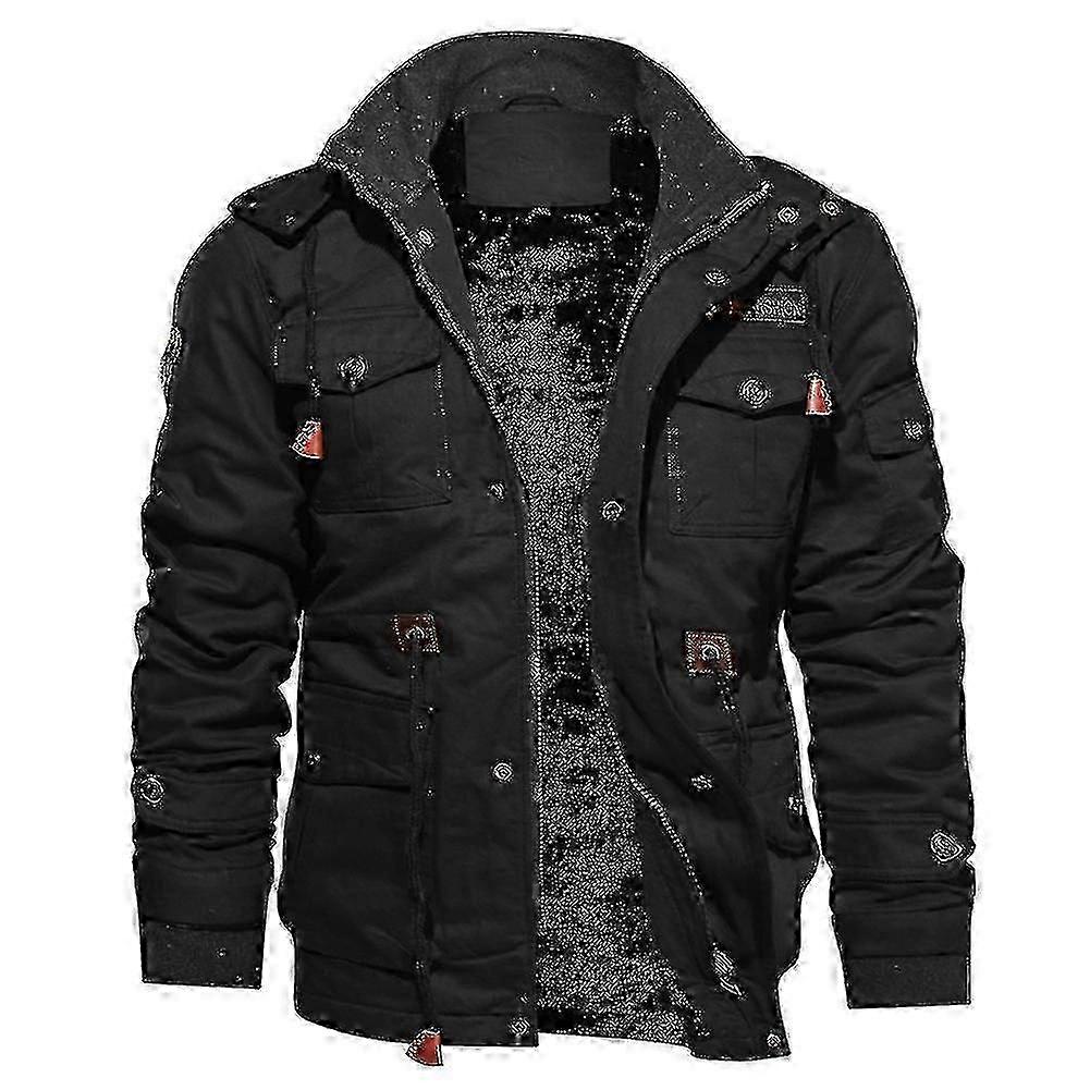 Mens Hooded Jacket Thick Solid Zipper Winter Overalls