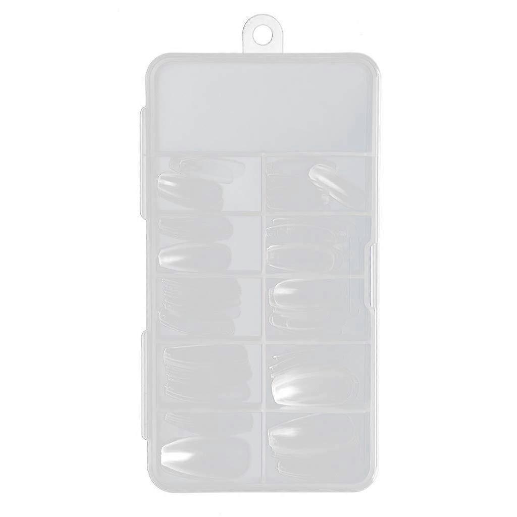 100Pcs Long Coffin False Nail Tips Clear Acrylic Reusable Durable Easy Glue Application