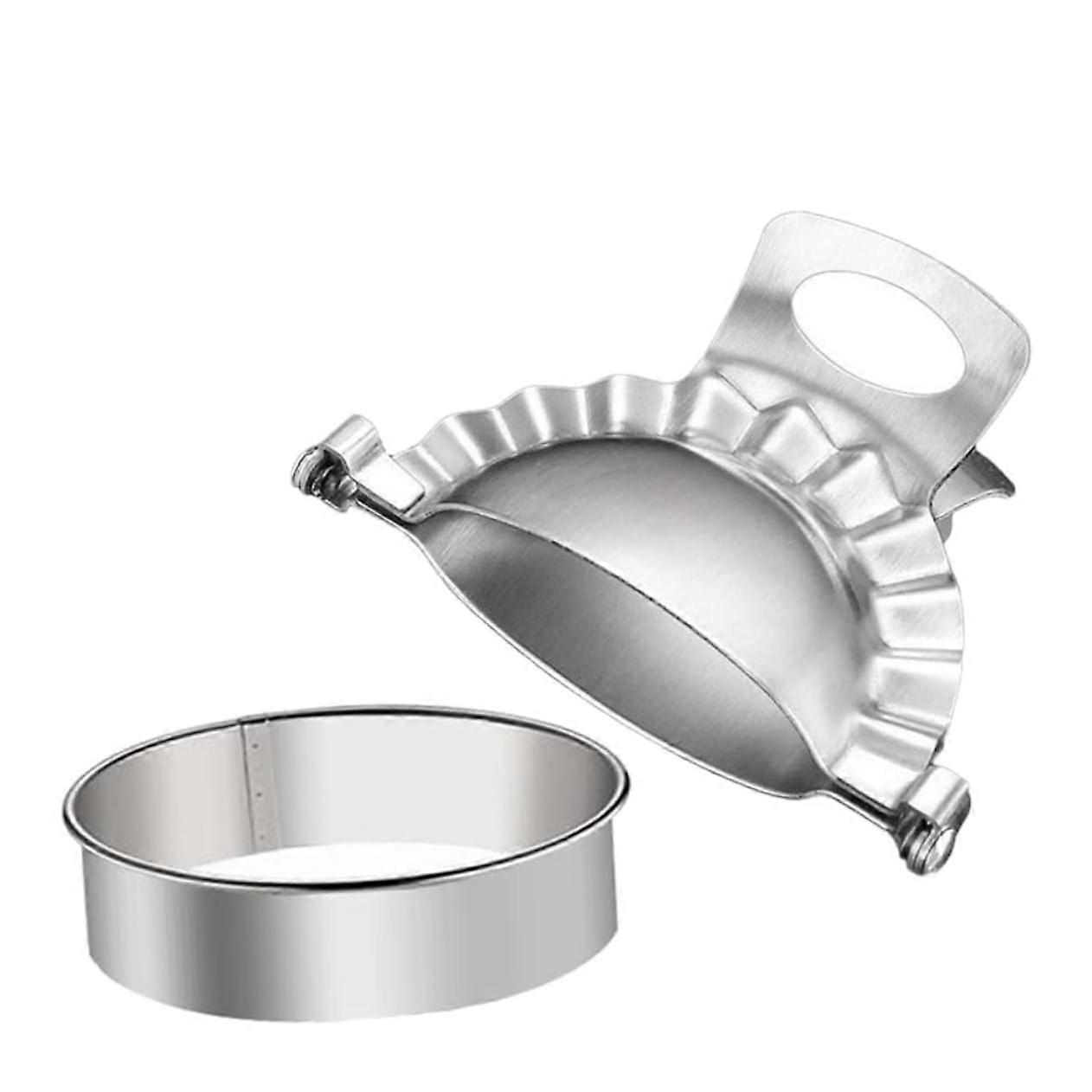 2Pcs Stainless Steel Dumpling Maker with Wrapper Cutter, Easy Clean Press for  Seal
