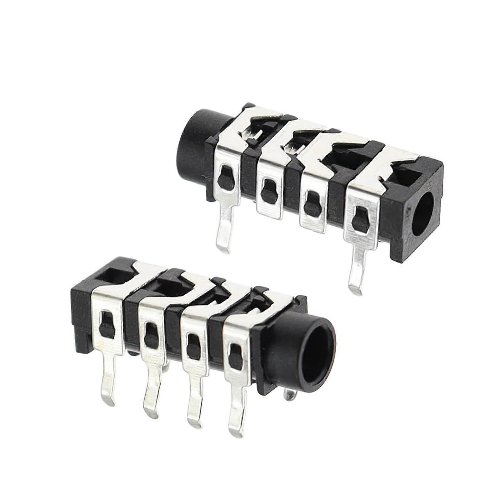 100Pcs 3.5mm 6 Pin Stereo Audio Socket PJ313 4 Section Headphone Jack Connector for Panel Mount