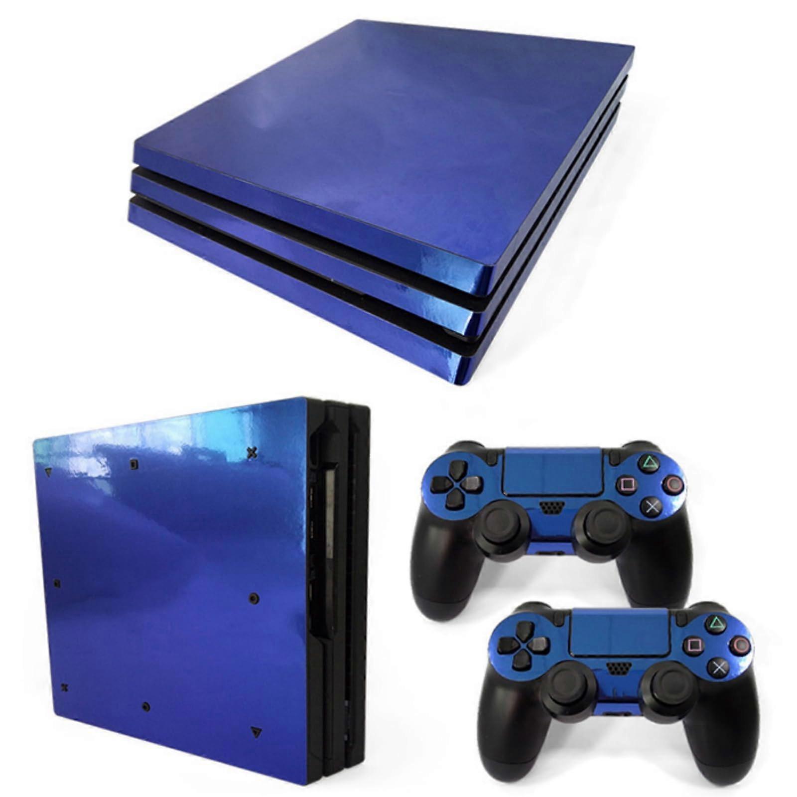 Blue Console Skin and Controller Decal Full Set Vinyl Wrap with Precise Fit Protection for PS4 Pro