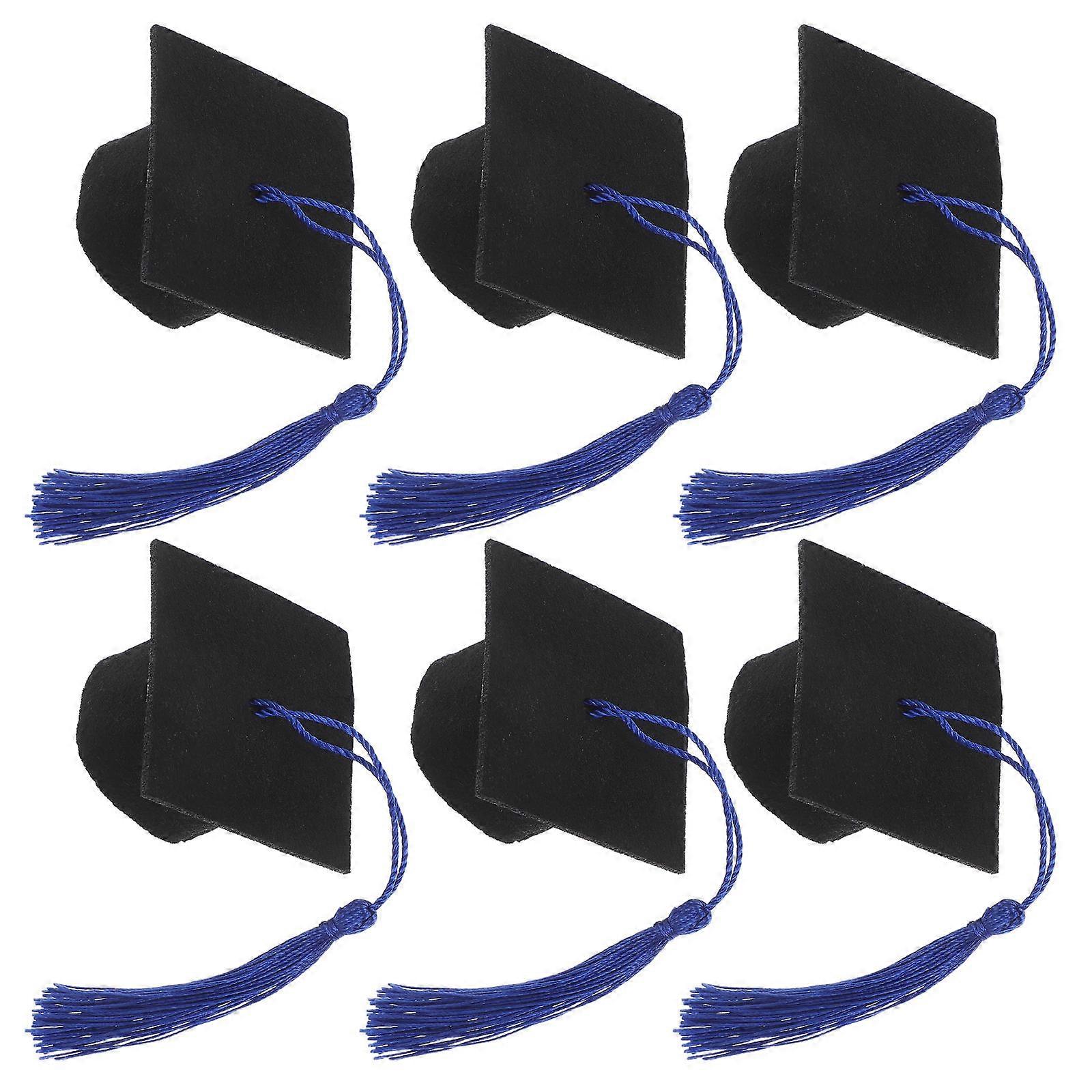 Mini Doctoral Cap Tassel Cover for Graduation 6Pcs Blue