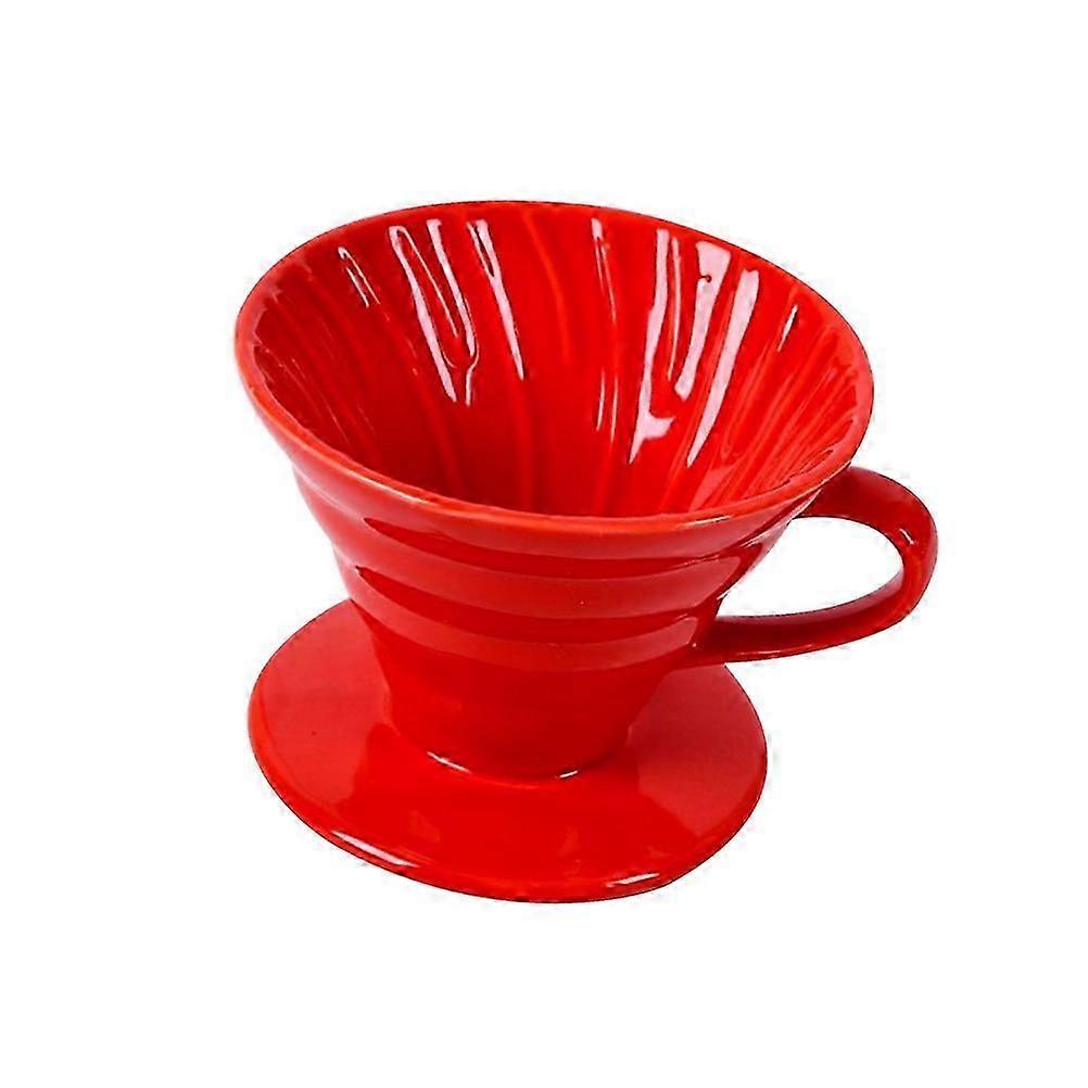 Home Use Coffee Maker Red Ceramic Coffeepot 2Pcs Filter Cup Set