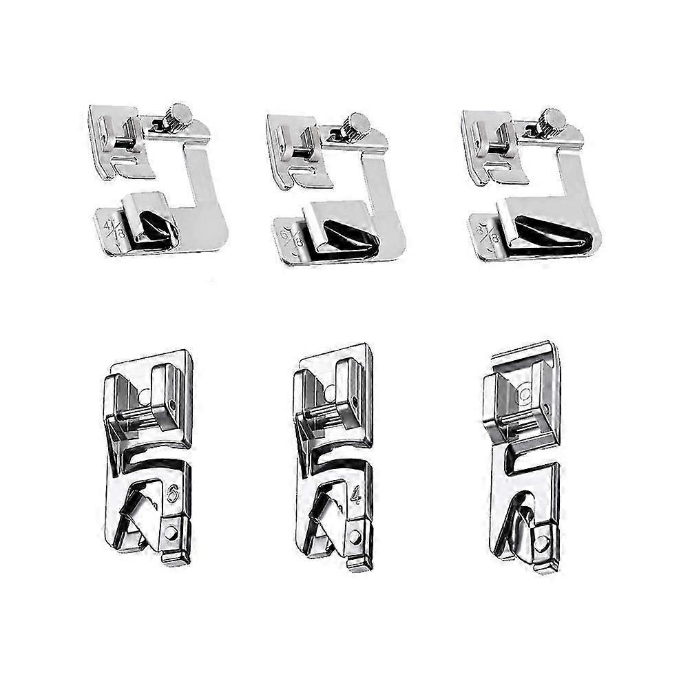 Versatile Adjustable Rolled Hemmer Presser Foot Set Sewing Machine Accessory Household Sewing Silver 6 Pcs