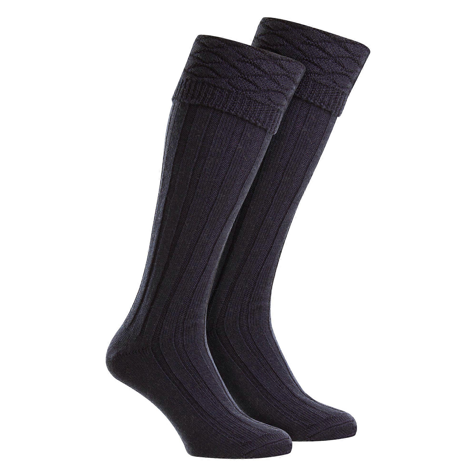 HJ Hall - Mens Premium Wool Kilt Socks Knee High Diamond
