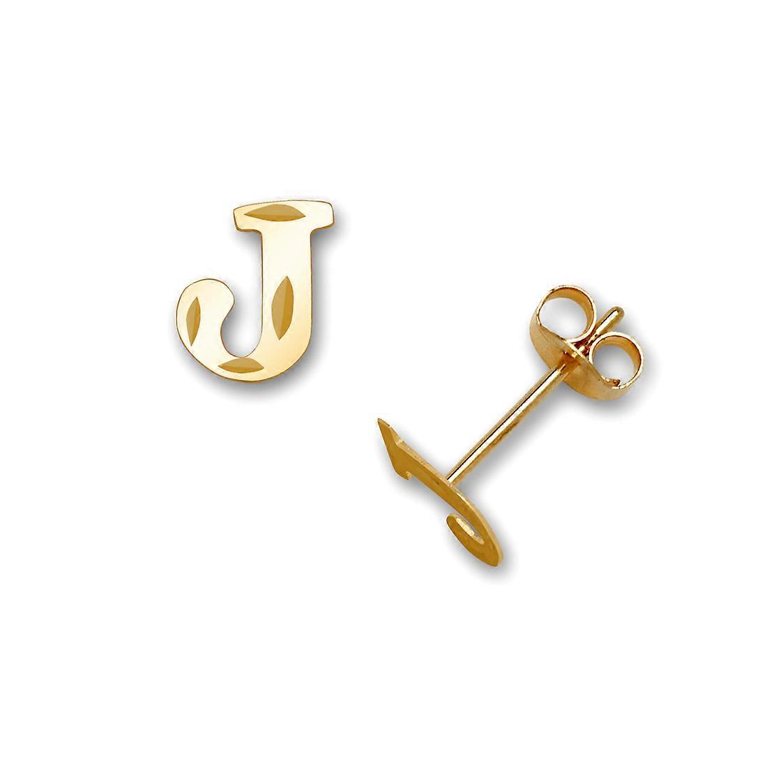 14k Solid Gul Guld Bogstav Navn Personlig Monogram Indledende Stempling Øreringe Stud Øreringe