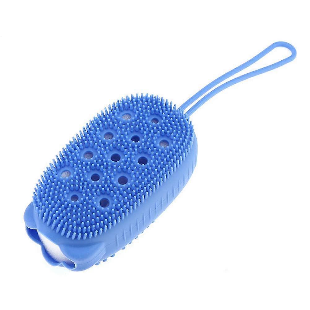 DoubleSided Silicone Body Scrubber and Bath Brush for Gentle Exfoliation, Quick Drying, Blue