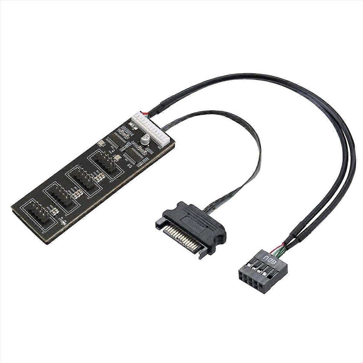 9Pin USB Header Splitter with SATA Power Cable, Internal USB Hub