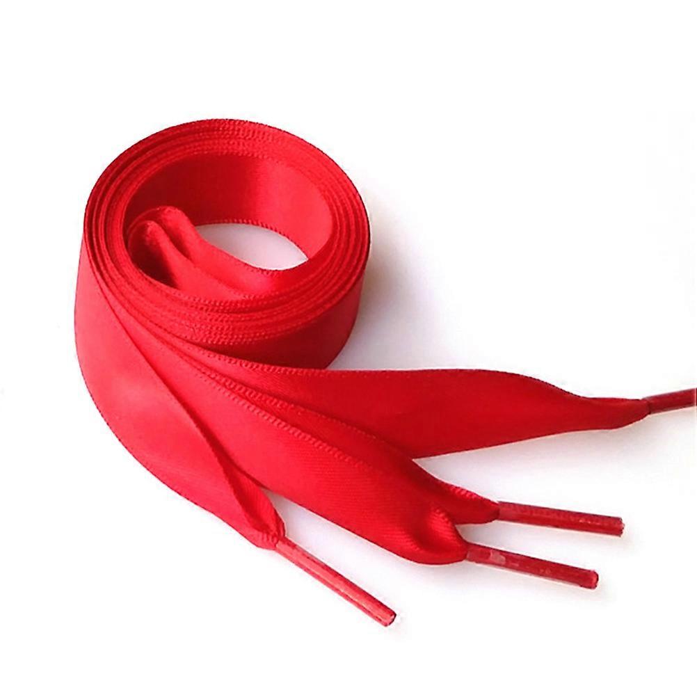Deep Red Ribbon Shoe Strings Flat Ribbin Shoelaces for Use Pair