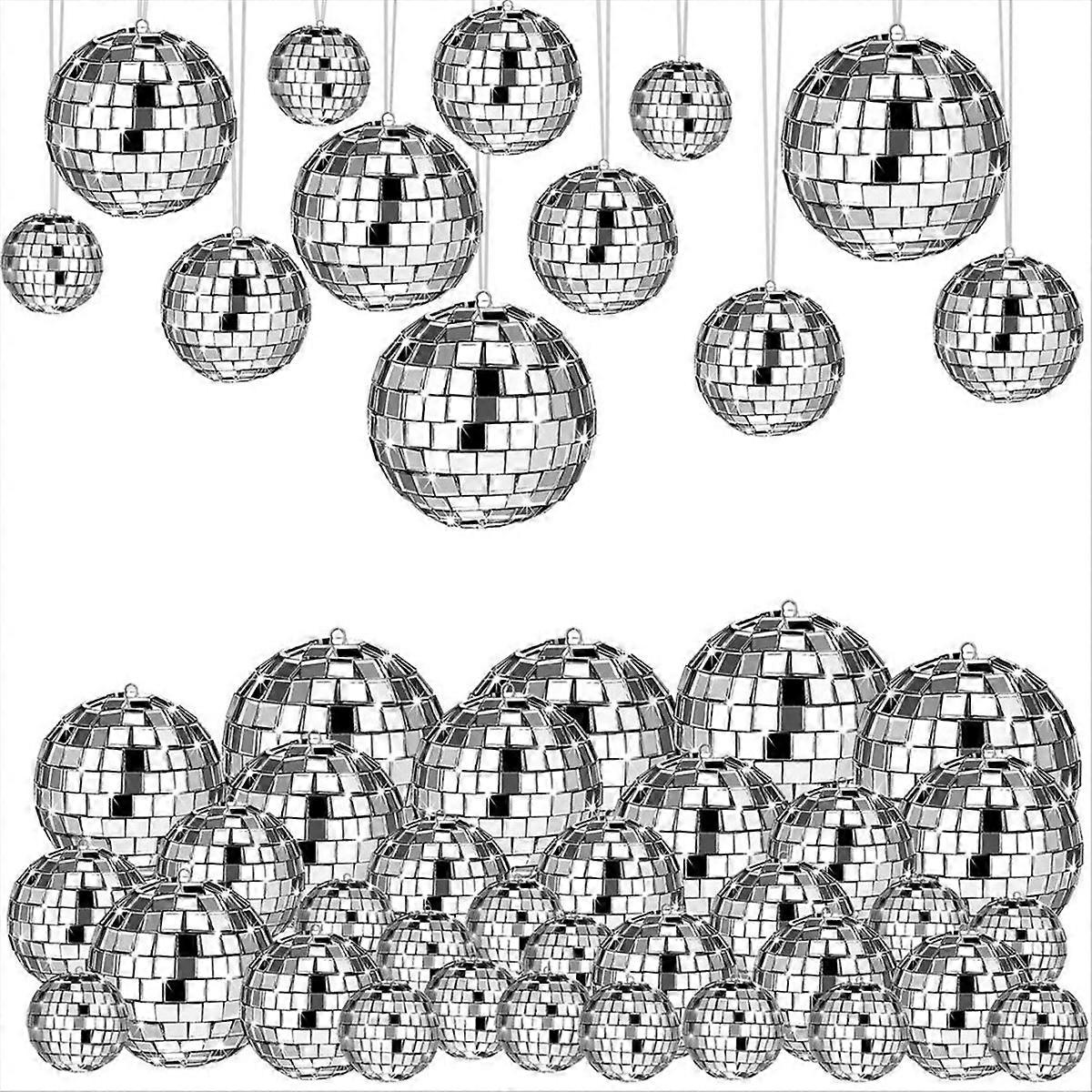 54 Pcs Disco Ball, Hanging Disco Ball Decor Mini Silver Disco Ball