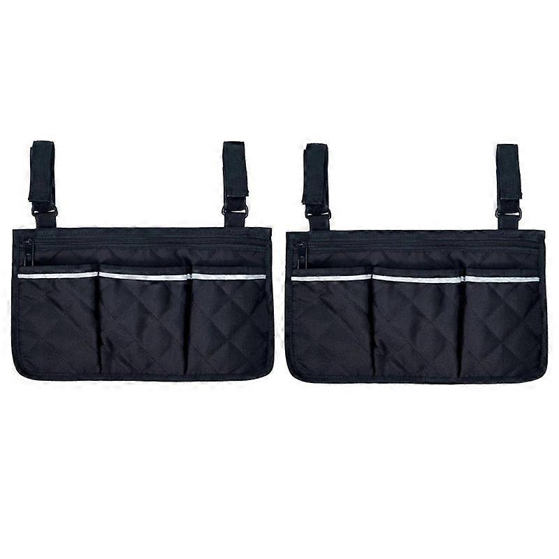 2PCS Wheelchair Armrest Side Storage Bag Portable Pocket