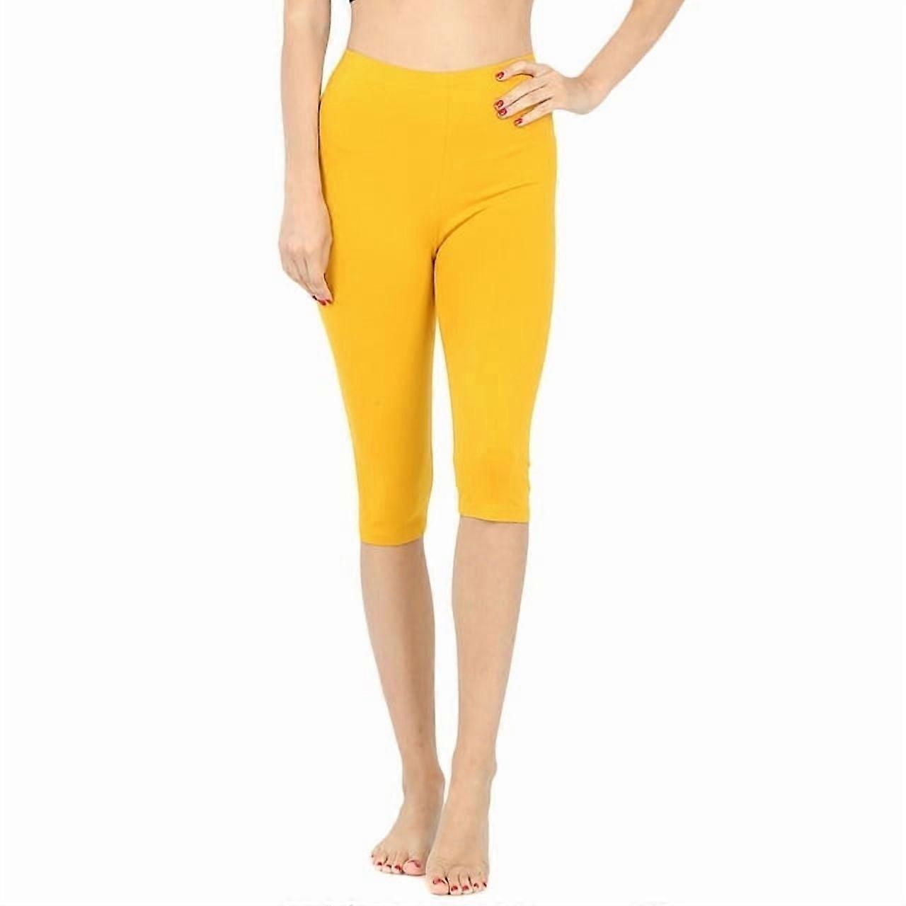 Plus Size Essential Basic Cotton Spandex Stretch Below Knee 15" Length Leggings