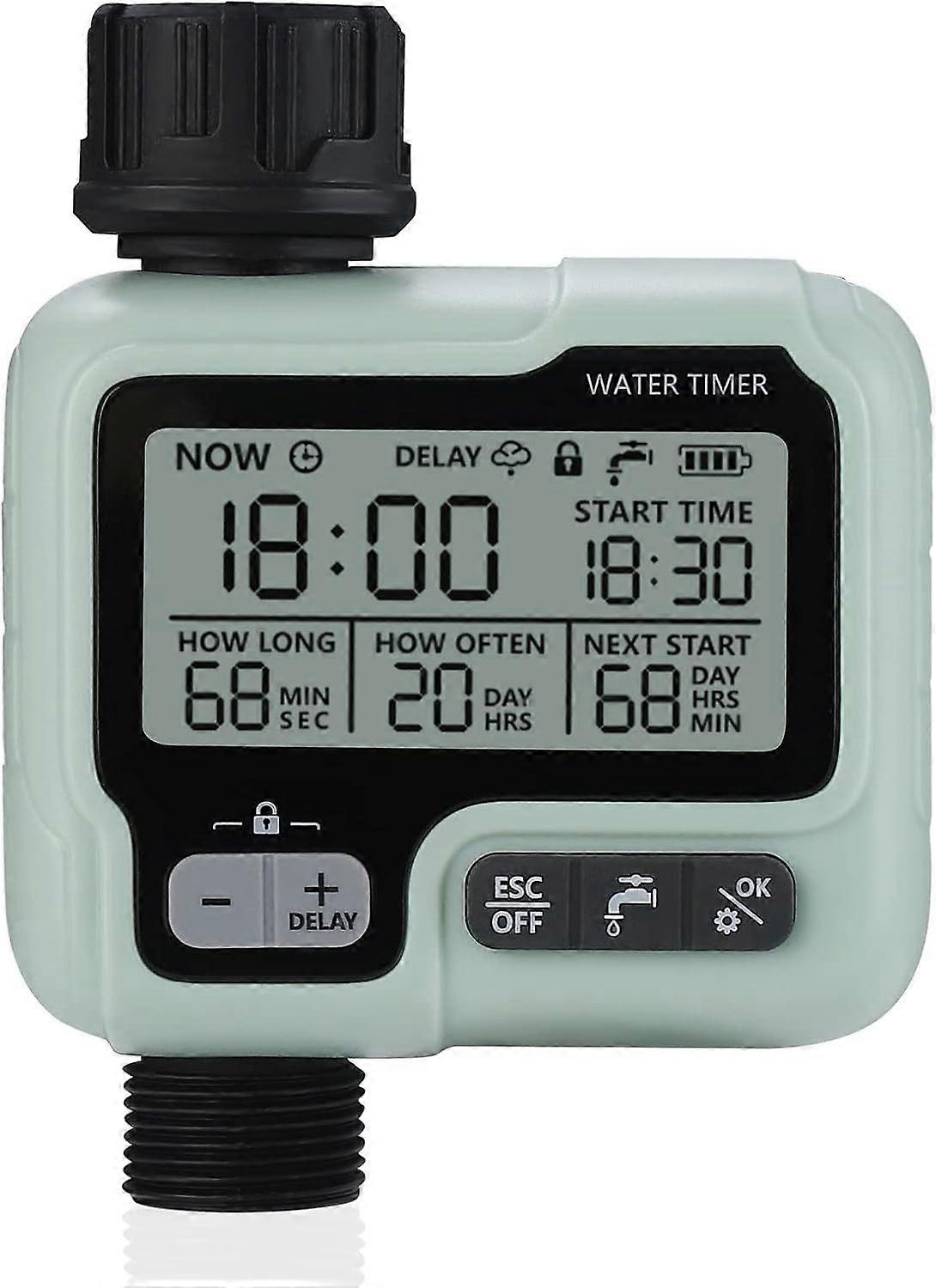 Irrigation computer with brass inlet, watering timer, garden timer, rain delay irrigation, programmable automatic/manual irrigation control