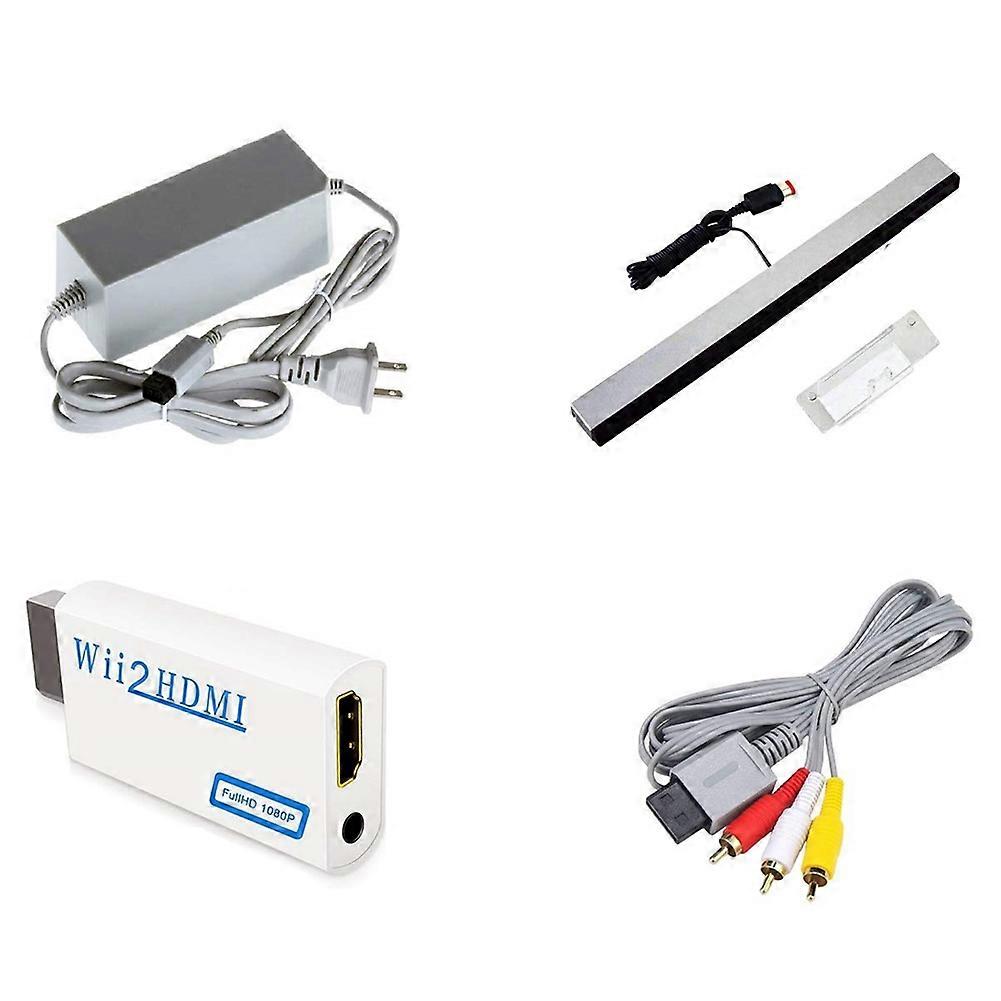 AC Power Adapter+Wii2 to -Compatible Adapter+Wired Motion Sensor Bar+Composite Audio Video Cable Ki