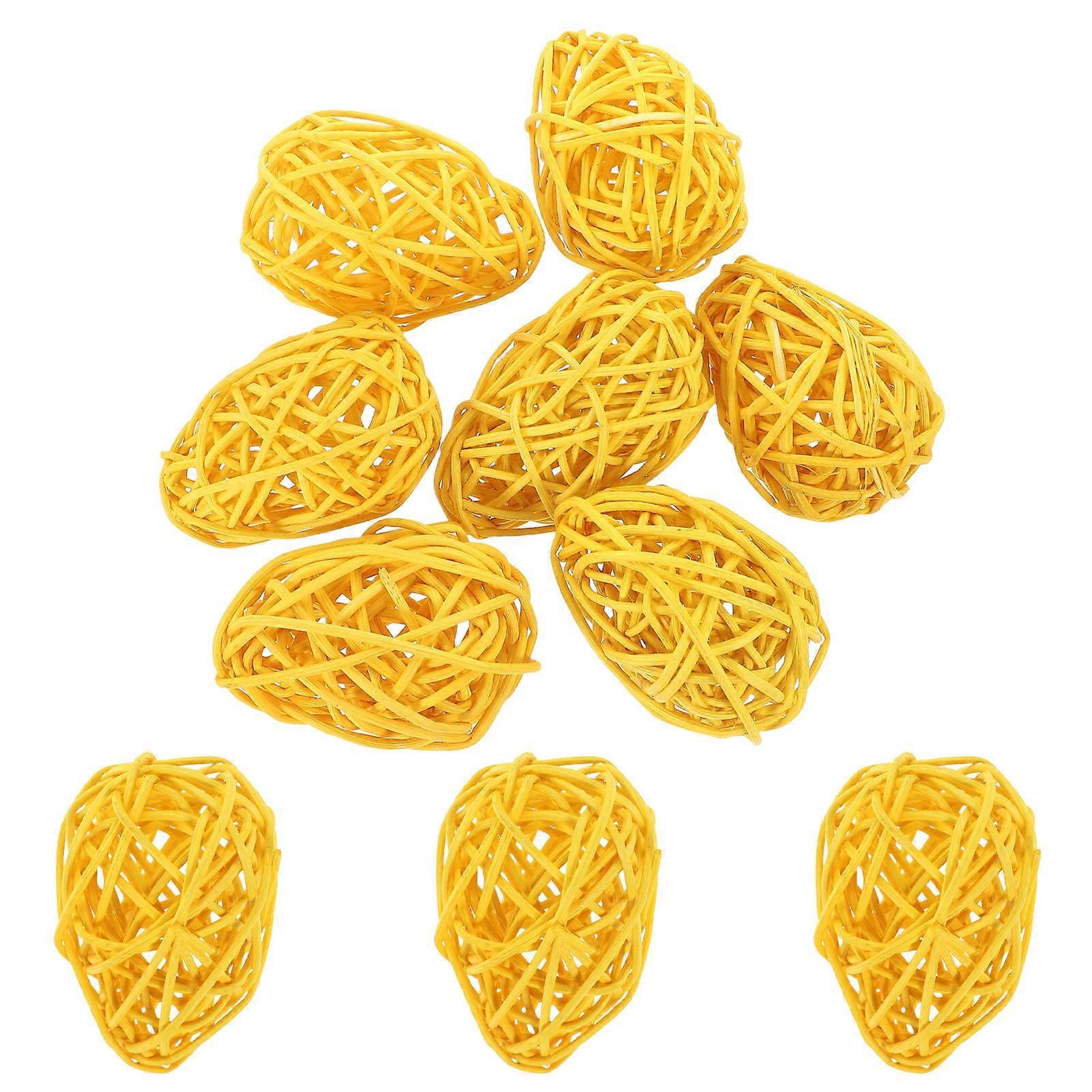 10pcs Easter Eggs Colorful Rattan Ball Easter Eggs Easter Egg Shaped Decorations Easter Gift