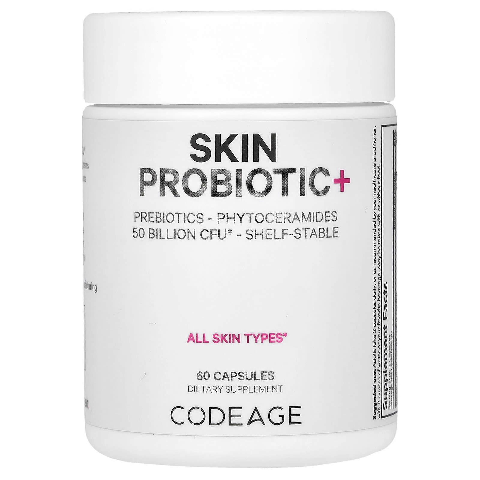 Codeage, Skin Probiotic, Shelf-Stable, 50 Billion CFU, 60 Capsules