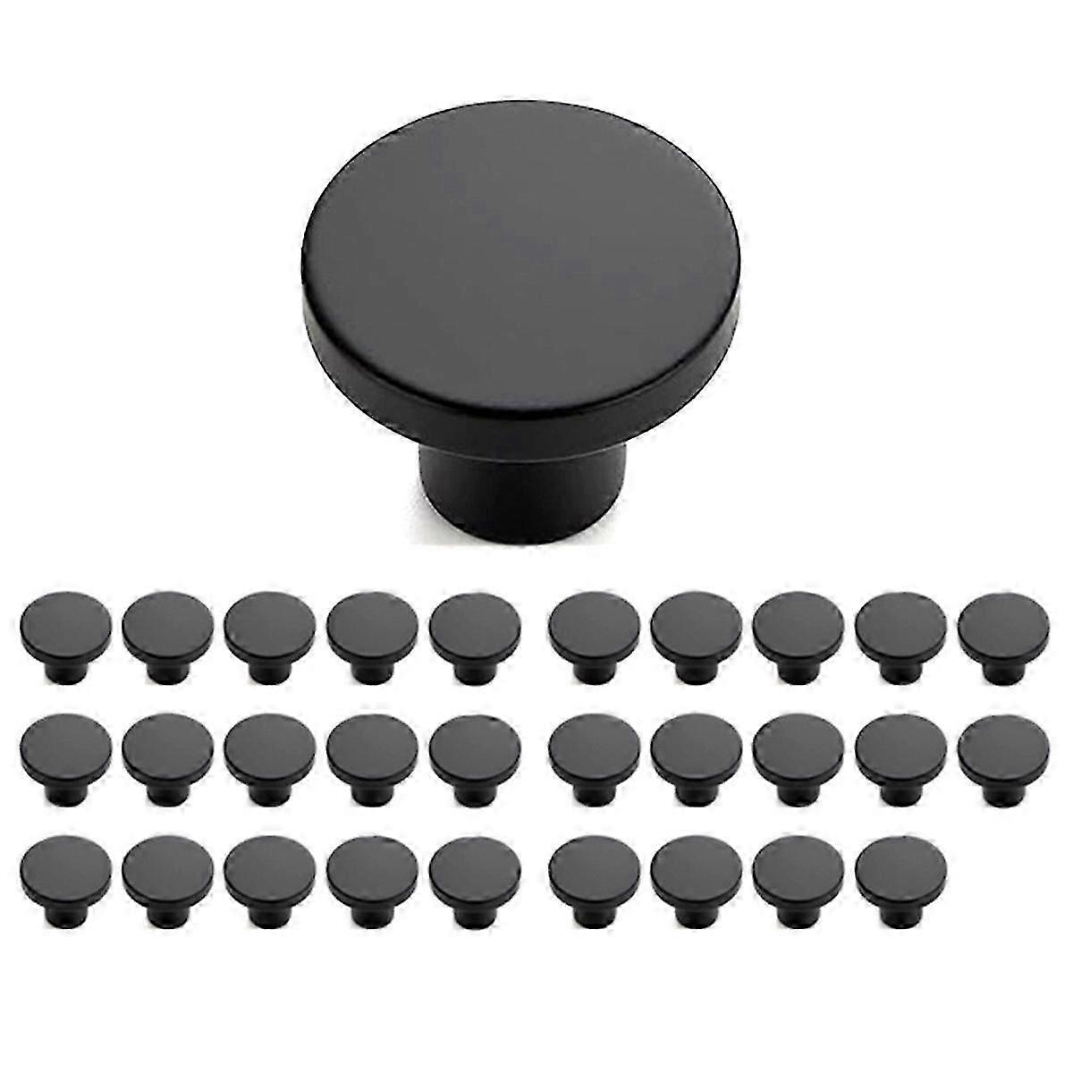 30 Pack Black Cabinet Knobs, Matte Black Kitchen Cabinet Knobs, 1-1/5 Inch Round Drawer Pulls