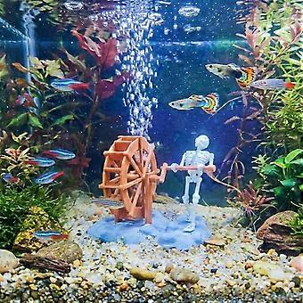 Dynamische skelet-luchtpomp voor aquariumdecoratie, luchtgedreven bewegend skeletornament voor in het aquarium, griezelige Halloween-landschapsdecoratie voor beluchting en