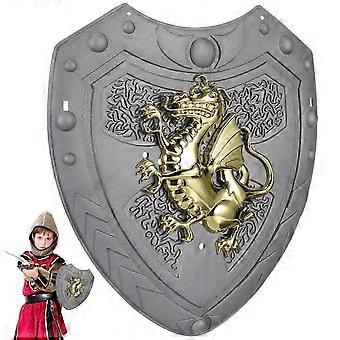Escudo de brinquedo para cosplay de guerreiro, feito de ABS prateado.