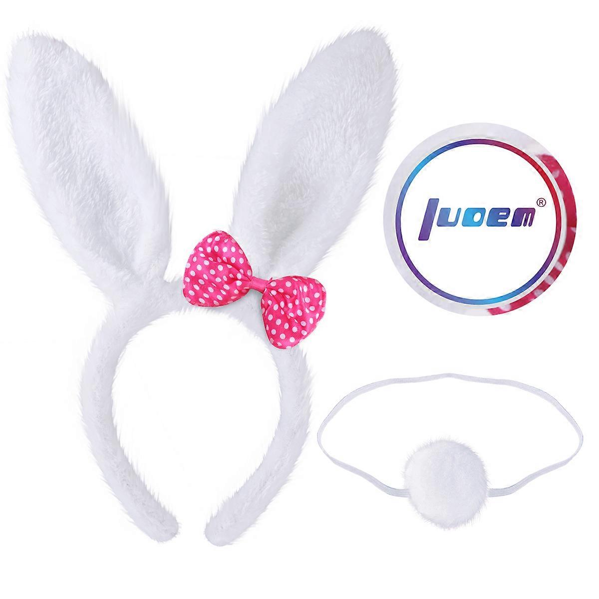 Bunny Ear Headband White for Easter Decorations 2Pcs Set