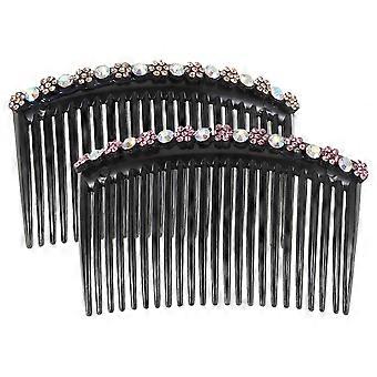 Hair Clips For Bangs Plastic Hair Clip Combs Rhinestone Hair Side Combs 2Pcs