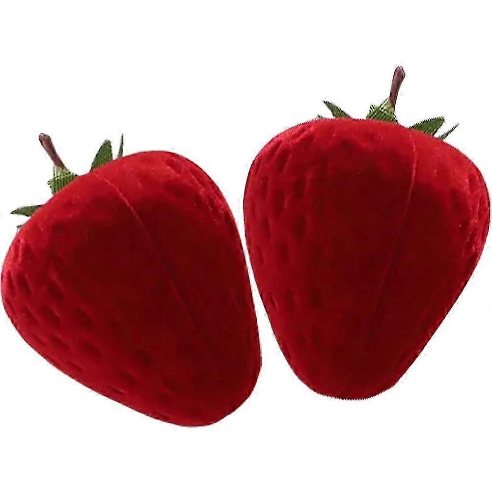 Red Strawberry Ring Jewelry Box compatible with Wedding 4Sets Compact Ring Storage Boxes