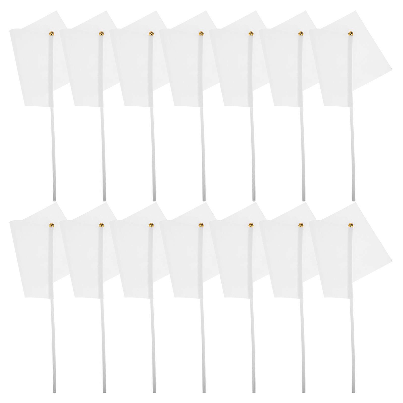 48PCS Hand-Cranked Bunting Flag Commanding Referee Flag Hand Waving Flag Command Flag (White)