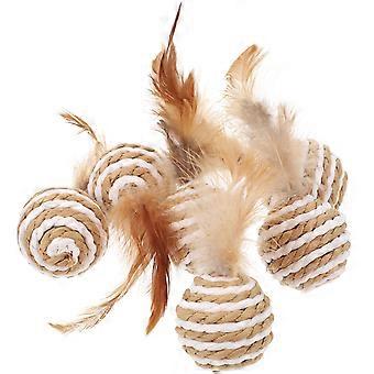Balle à plumes pour chat, lot de 6 jouets amusants à griffer et à jouer pour chats