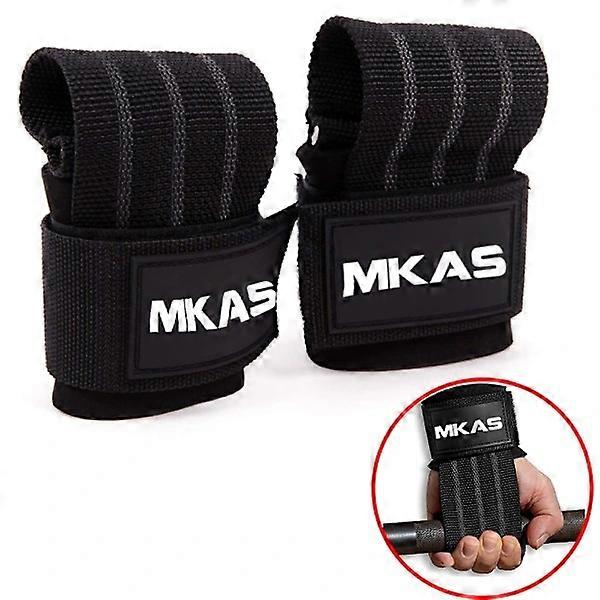 Kraftdreikampf-Zughilfen, Gewichtheber-Handschuhe, tiefschwarz