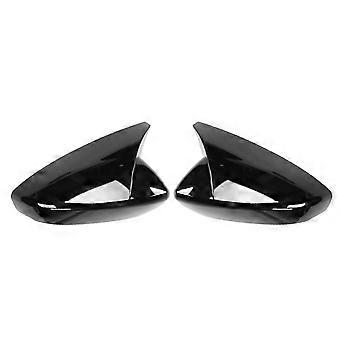 Pair Horn Style Side Mirror Cap Housing Protector Cover Fit for Mazda 3 Axela 2020Black