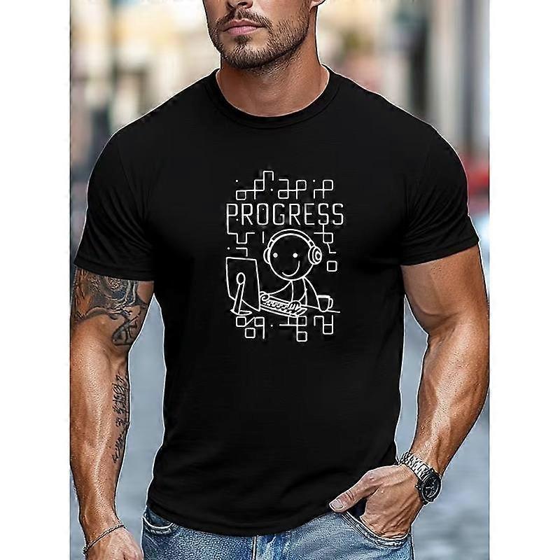 Men's Coding Progress Bar Programmer T-Shirt - Funny for Loop/while Loop/ Design, Breathable Summer Shirt Suitable for Developers