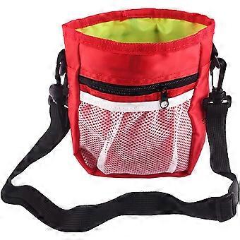 Pet Training Multifunctional Bag Pet Snack Bag Out Portable Dog Training Bag Dog Snack Bag, Adjustable Waistband & Poop Bag Dispenser-Red