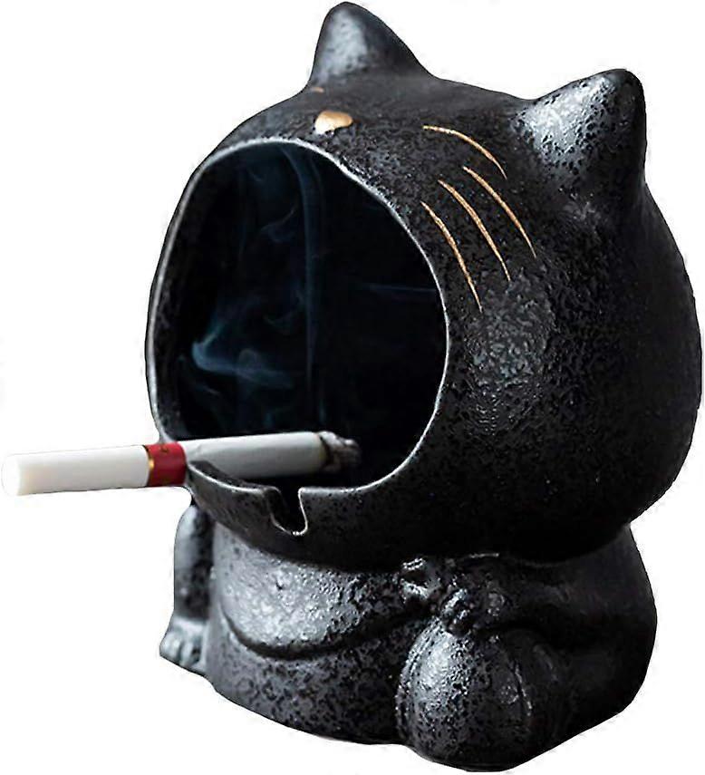 Ceramic Cat Shape Ashtray Ornament Storage Box