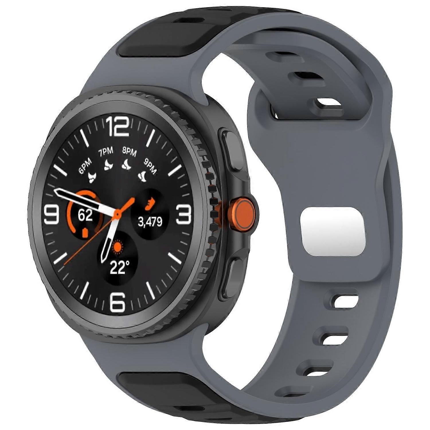 For Samsung Galaxy Watch 8 / 8 Classic Reverse Buckle Two Color Silicone Strap Grey / Black