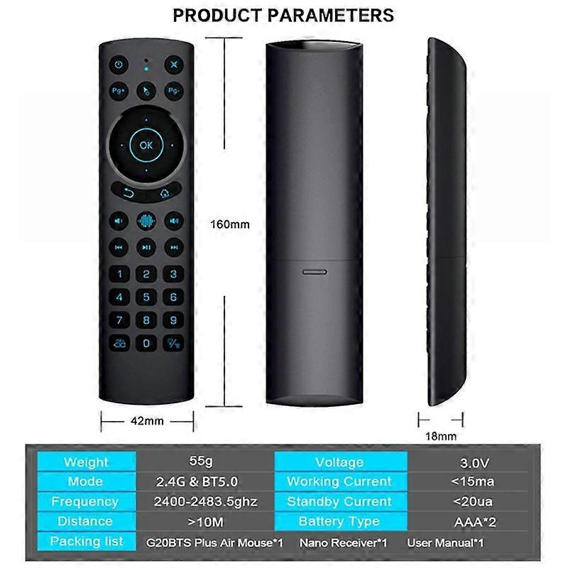 Wireless Voice Backlit Air Mouse Gyroscope IR Learning Remote Control