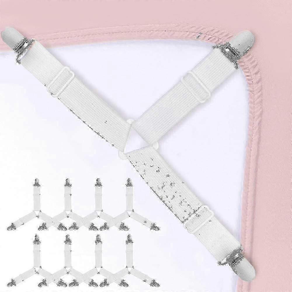 Bed Sheet Holder Straps, 8 Pcs Bed Sheet Fasteners Adjustable Triangle Elastic Suspende
