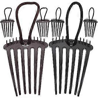 6pcs Elastic Band Hair Combs Hair Forks Clips Women Hair Style Combs with Band