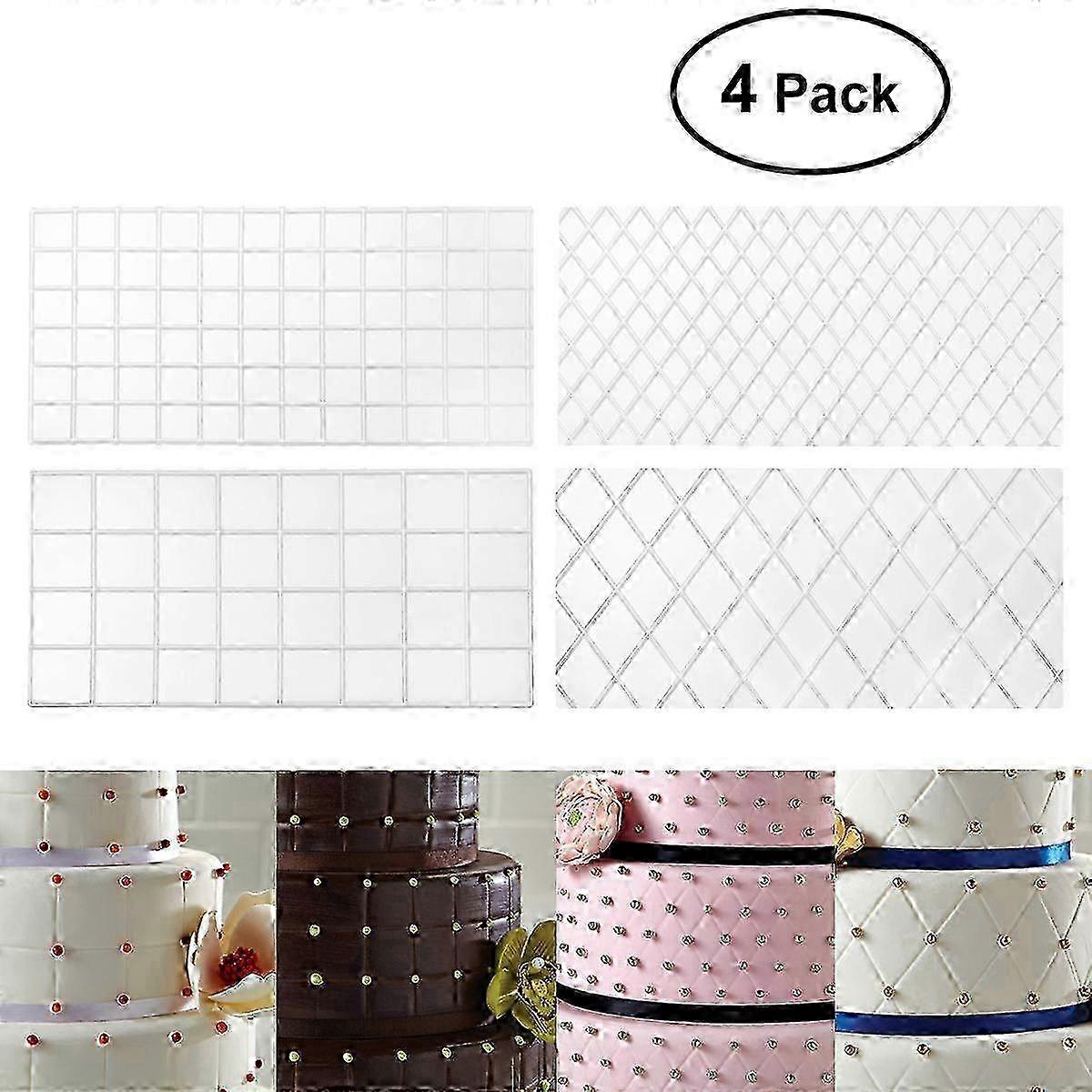 DIY Cake Mold omz 4Pcs Grid Pattern Mat compatible with Cake Baking Use